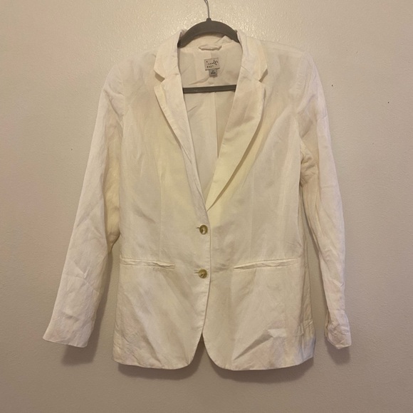Cream white linen blazer sport coat women’s - Picture 1 of 6